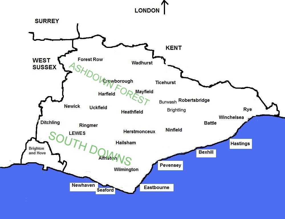 east sussex map